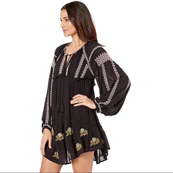 free people wild horses mini dress Free People Women Wild Horses Embroidered Mini Dress - Ivory